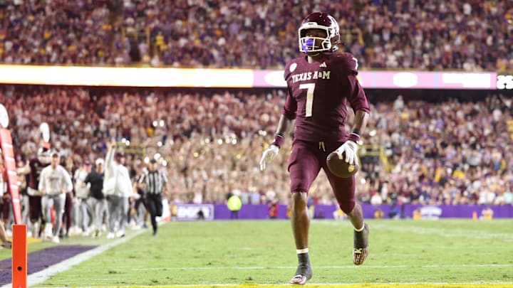 Texas A&M Aggies wide receiver KC Concepcion (7) returns a punt for a touchdown during the second half against the Louisiana State Tigers at Tiger Stadium. Texas A&M Aggies wide receiver KC Concepcion (7) returns a punt for a touchdown during the second half against the Louisiana State Tigers at Tiger Stadium.