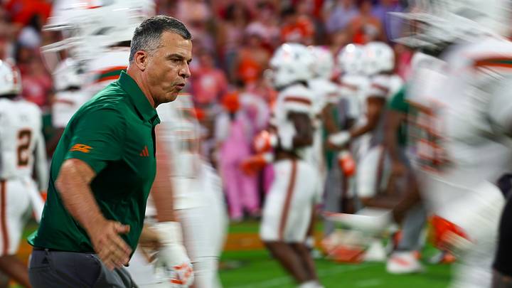 Oct 3, 2026; Clemson, South Carolina, USA; Miami Hurricanes head coach Mario Cristobal greets his team before the game against the Clemson Tigers at Memorial Stadium. Mandatory Credit: Ashley Tumlin-Imagn Images Oct 3, 2026; Clemson, South Carolina, USA; Miami Hurricanes head coach Mario Cristobal greets his team before the game against the Clemson Tigers at Memorial Stadium. Mandatory Credit: Ashley Tumlin-Imagn Images