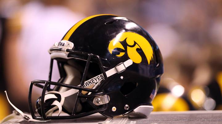 Dec 5, 2015; Indianapolis, IN, USA; A Iowa Hawkeyes helmet sits on the side line during the the Big Ten Conference football championship game between the Iowa Hawkeyes and the Michigan State Spartans at Lucas Oil Stadium. Mandatory Credit: Aaron Doster-Imagn Images Dec 5, 2015; Indianapolis, IN, USA; A Iowa Hawkeyes helmet sits on the side line during the the Big Ten Conference football championship game between the Iowa Hawkeyes and the Michigan State Spartans at Lucas Oil Stadium. Mandatory Credit: Aaron Doster-Imagn Images
