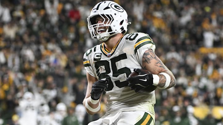 Oct 26, 2025; Pittsburgh, Pennsylvania, USA; Green Bay Packers tight end Tucker Kraft (85) celebrates his touchdown against the Pittsburgh Steelers during the fourth quarter at Acrisure Stadium. Mandatory Credit: Barry Reeger-Imagn Images Oct 26, 2025; Pittsburgh, Pennsylvania, USA; Green Bay Packers tight end Tucker Kraft (85) celebrates his touchdown against the Pittsburgh Steelers during the fourth quarter at Acrisure Stadium. Mandatory Credit: Barry Reeger-Imagn Images
