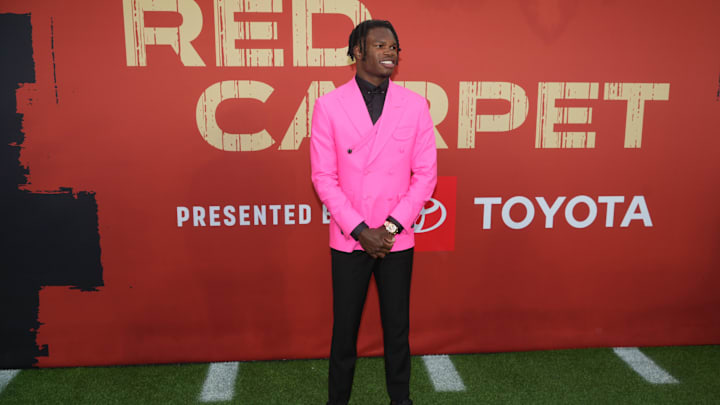 Colorado Buffaloes cornerback and wide receiver Travis Hunter at the 2025 NFL draft in Green Bay.