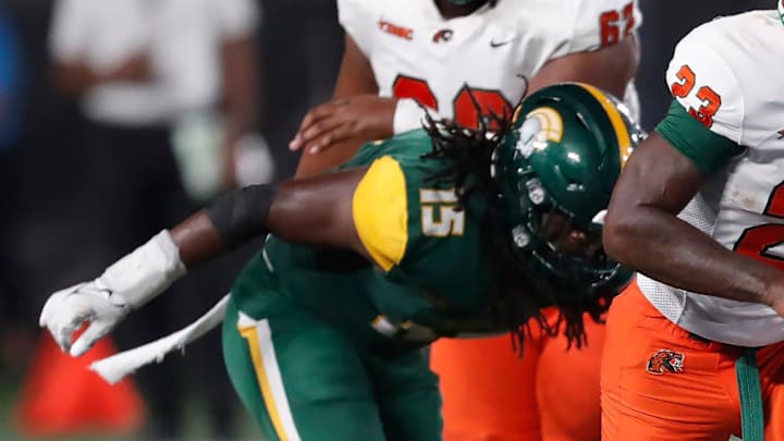 Florida A&M running back Thad Franklin, Jr. (23) breaks away from Norfolk State linebacker AJ Richardson (15) during the Cricket MEAC-SWAC Challenge NCAA college football game against Norfolk State in Atlanta on Saturday, Aug. 24, 2024. Florida A&M running back Thad Franklin, Jr. (23) breaks away from Norfolk State linebacker AJ Richardson (15) during the Cricket MEAC-SWAC Challenge NCAA college football game against Norfolk State in Atlanta on Saturday, Aug. 24, 2024.