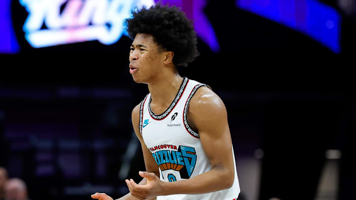 Mar 17, 2025; Sacramento, California, USA; Memphis Grizzlies forward Jaylen Wells (0) reacts to a call during the fourth quarter against the Sacramento Kings at Golden 1 Center. Mandatory Credit: Sergio Estrada-Imagn Images
