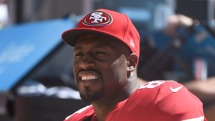 August 24, 2014; Santa Clara, CA, USA; San Francisco 49ers tight end Vernon Davis (85) during the third quarter against the San Diego Chargers at Levi's Stadium. The 49ers defeated the Chargers 21-7. Mandatory Credit: Kyle Terada-USA TODAY Sports