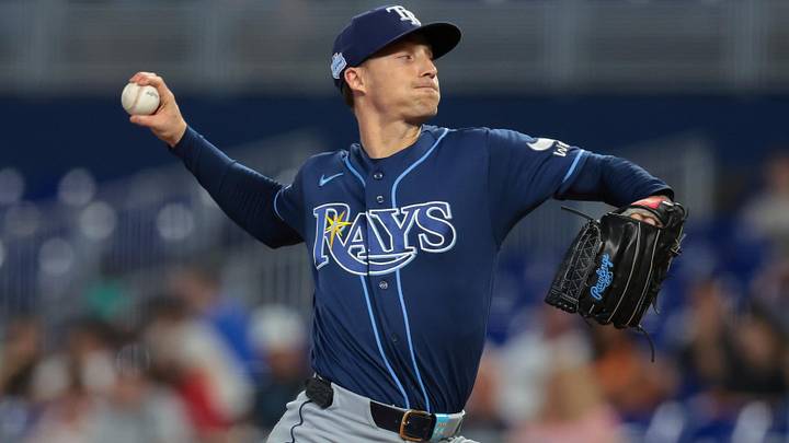 Jun 7, 2026; Miami, Florida, USA; Tampa Bay Rays starting pitcher Griffin Jax (22) delivers a pitch against the Miami Marlins during the first inning at loanDepot Park. Jun 7, 2026; Miami, Florida, USA; Tampa Bay Rays starting pitcher Griffin Jax (22) delivers a pitch against the Miami Marlins during the first inning at loanDepot Park.