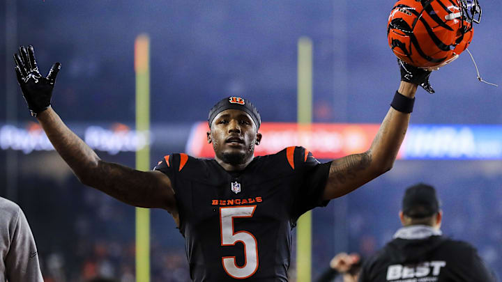 Higgins walks off the field after a Bengals victory. 
