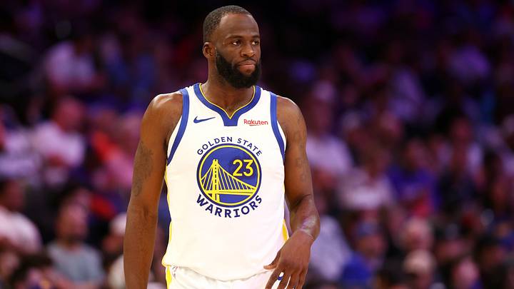 Apr 17, 2026; Phoenix, Arizona, USA; Golden State Warriors forward Draymond Green (23) against the Phoenix Suns during the play-in rounds of the 2026 NBA Playoffs at Mortgage Matchup Center. Mandatory Credit: Mark J. Rebilas-Imagn Images