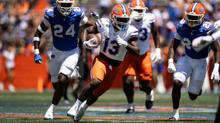 Florida Gators running back Jadan Baugh (13).