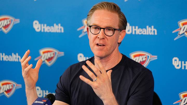 Sam Presti, Thunder General Manager, has his end-of-season media access, Monday, June 8, 2026. Sam Presti, Thunder General Manager, has his end-of-season media access, Monday, June 8, 2026.