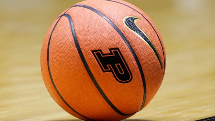 Purdue logo on an NCAA basketball