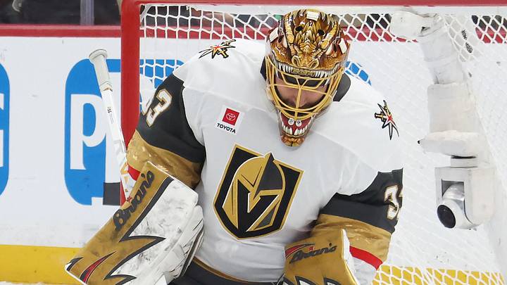 Mar 1, 2026; Pittsburgh, Pennsylvania, USA; Vegas Golden Knights goaltender Adin Hill (33) makes a saver against the Pittsburgh Penguins during the first period at PPG Paints Arena. Mandatory Credit: Charles LeClaire-Imagn Images Mar 1, 2026; Pittsburgh, Pennsylvania, USA; Vegas Golden Knights goaltender Adin Hill (33) makes a saver against the Pittsburgh Penguins during the first period at PPG Paints Arena. Mandatory Credit: Charles LeClaire-Imagn Images
