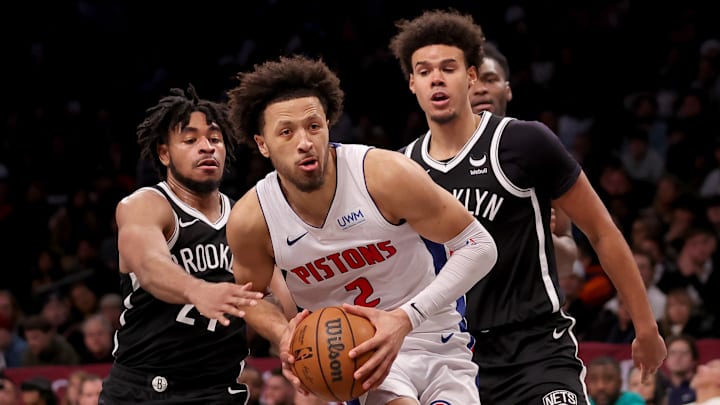 Dec 23, 2023; Brooklyn, New York, USA; Detroit Pistons guard Cade Cunningham (2): Brad Penner-Imagn Images
