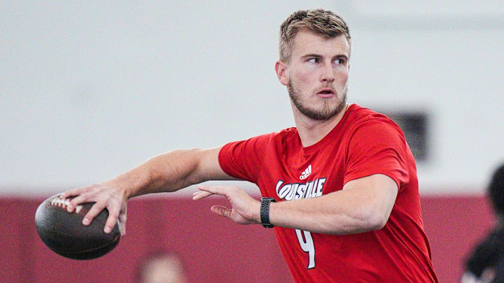 Louisville quarterback Tyler Shough during Pro Day at the UofL Football's Trager Indoor Practice Facility Tuesday, March 25, 2025.