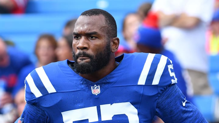 Aug 12, 2023; Orchard Park, New York, USA; Indianapolis Colts linebacker Shaquille Leonard (53).