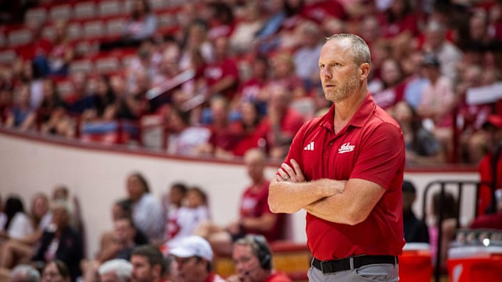 Head Coach Darian DeVries during the Cream and Crimson scrimmage at Simon Skjodt Assembly Hall on Friday, Oct. 3, 2025.