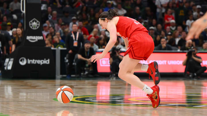 Caitlin Clark with miss Thursday's Sparks-Fever game with a groin injury.