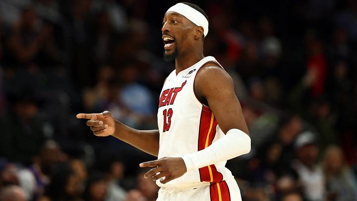 Miami Heat center Bam Adebayo (13) reacts (Mandatory Credit: Mark J. Rebilas-Imagn Images)