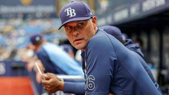 Jun 21, 2026; St. Petersburg, Florida, USA; Tampa Bay Rays manager Kevin Cash (16) during the second inning against the Washington Nationals at Tropicana Field.