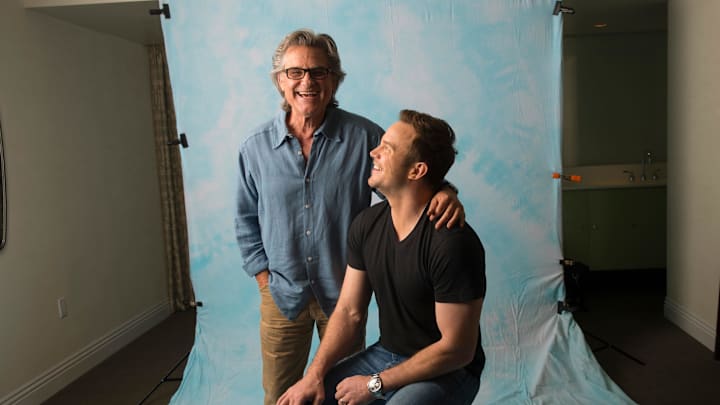 Apr 20, 2017; West Hollywood, CA, USA;  Portrait of Kurt Russell and Chris Pratt, stars of "Guardians of the Galaxy vol. 2.'" In this sequel to the hit Marvel movie, Russell plays Pratt's father.