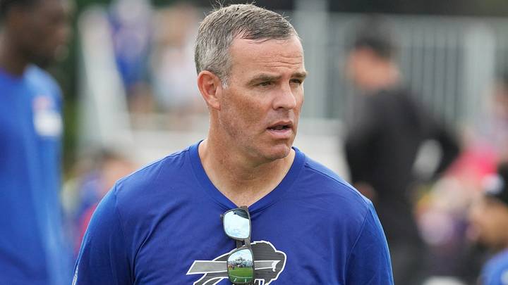 Bills general manager Brandon Beane looks on during day six of Buffalo Bills training camp at St. John Fisher University Thursday, August 5, 2026 in Pittsford. Bills general manager Brandon Beane looks on during day six of Buffalo Bills training camp at St. John Fisher University Thursday, August 5, 2026 in Pittsford.