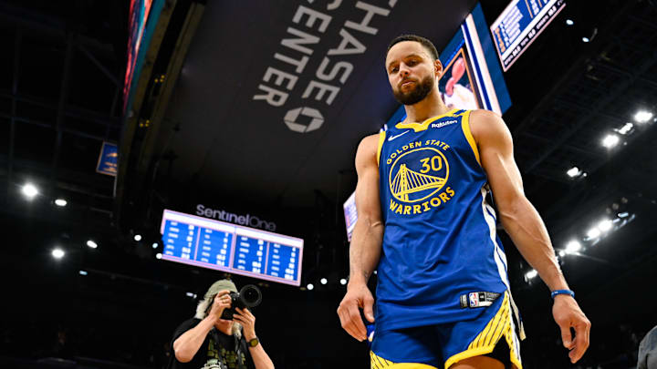 Dec 23, 2024; San Francisco, California, USA; Golden State Warriors guard Stephen Curry (30) walks off the court after their loss to the Indiana Pacers at Chase Center. Dec 23, 2024; San Francisco, California, USA; Golden State Warriors guard Stephen Curry (30) walks off the court after their loss to the Indiana Pacers at Chase Center.