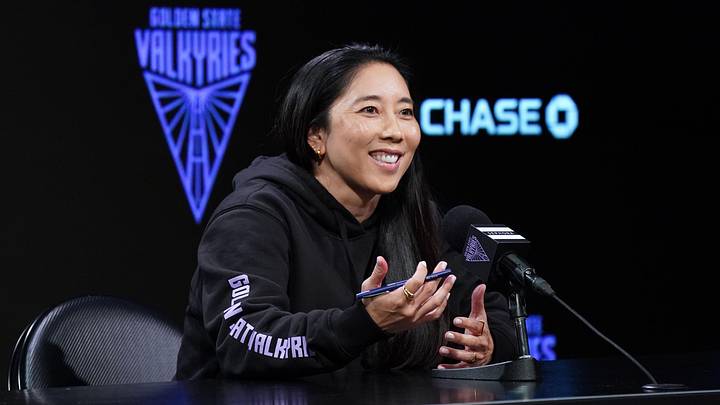 Golden State Valkyries head coach Natalie Nakase addresses the media. Golden State Valkyries head coach Natalie Nakase addresses the media.