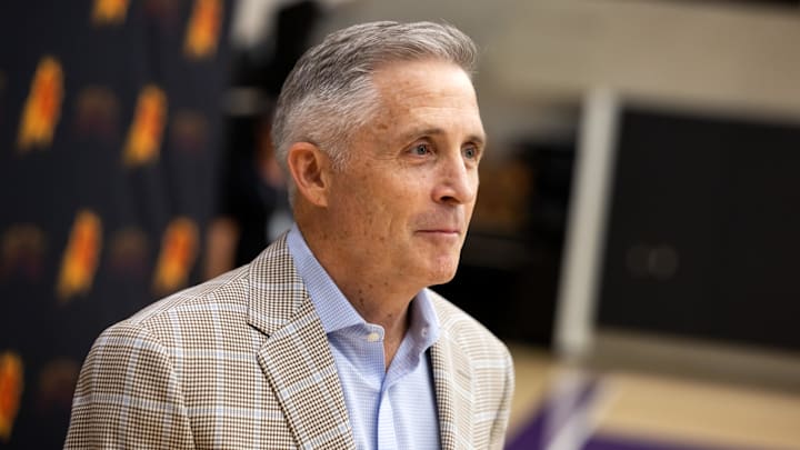 Jun 10, 2025; Scottsdale, AZ, USA; Phoenix Suns general manager Brian Gregory during an introductory press conference at the Verizon 5g Performance Center. Mandatory Credit: Mark J. Rebilas-Imagn Images Jun 10, 2025; Scottsdale, AZ, USA; Phoenix Suns general manager Brian Gregory during an introductory press conference at the Verizon 5g Performance Center. Mandatory Credit: Mark J. Rebilas-Imagn Images