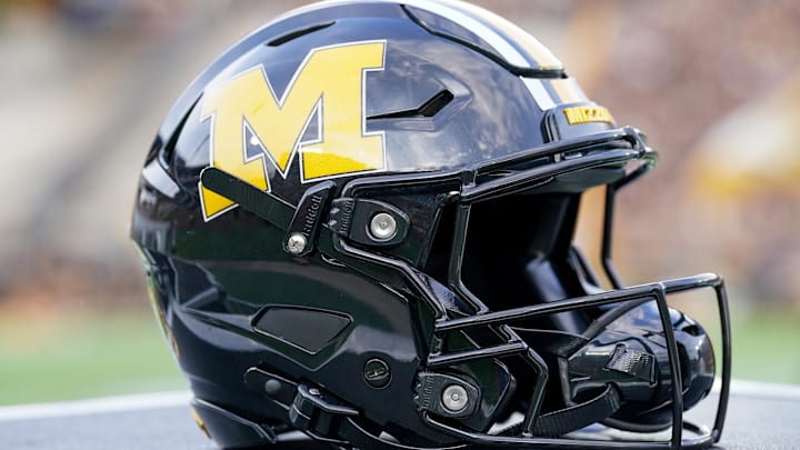 Sep 20, 2025; Columbia, Missouri, USA; A general view of a Missouri Tigers helmet against the South Carolina Gamecocks prior to a game at Faurot Field at Memorial Stadium. Mandatory Credit: Denny Medley-Imagn Images