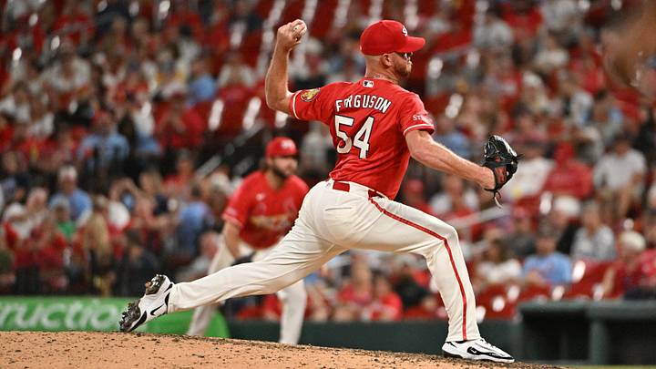 Aug 28, 2026; St. Louis, Missouri, USA; St. Louis Cardinals pitcher Caleb Ferguson (54) delivers against the Pittsburgh Pirates during the eighth inning at Busch Stadium. Mandatory Credit: Jeff Le-Imagn Images Aug 28, 2026; St. Louis, Missouri, USA; St. Louis Cardinals pitcher Caleb Ferguson (54) delivers against the Pittsburgh Pirates during the eighth inning at Busch Stadium. Mandatory Credit: Jeff Le-Imagn Images