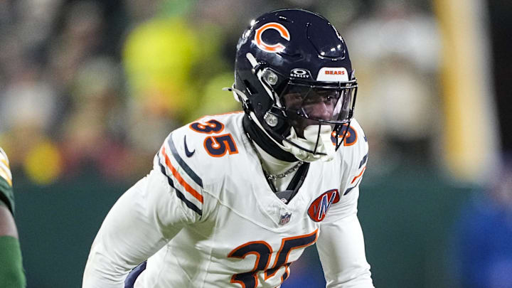 Dec 7, 2025; Green Bay, Wisconsin, USA;  Chicago Bears safety C.J. Gardner-Johnson (35) during the game against the Green Bay Packers at Lambeau Field. Mandatory Credit: Jeff Hanisch-Imagn Images