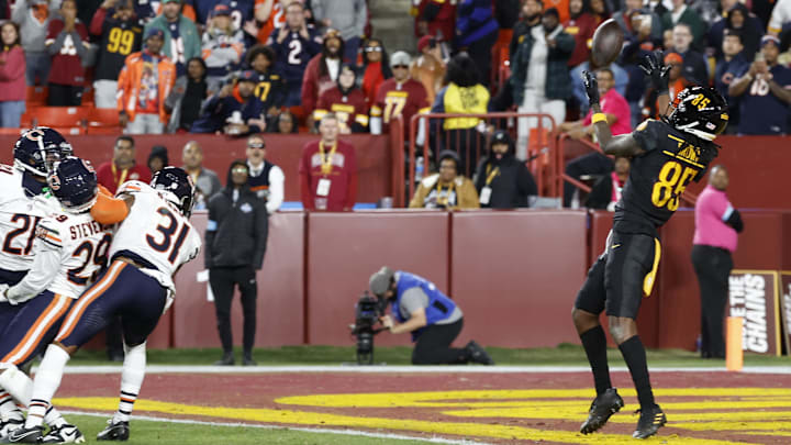 Wide receiver Noah Brown catches the Hail Mary last year against the Bears but won't catch any passes in Monday's rematch.