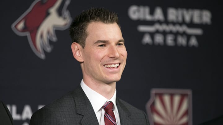 Coyotes general manger John Chayka smiles during his introductory press conference in 2016.

Xxx John Chayka 16149 Jpg S Hkn