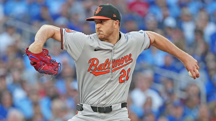 Aug 7, 2024; Toronto, Ontario, CAN; Baltimore Orioles starting pitcher Trevor Rogers (28) throws a pitch against the Toronto Blue Jays during the first inning at Rogers Centre. Aug 7, 2024; Toronto, Ontario, CAN; Baltimore Orioles starting pitcher Trevor Rogers (28) throws a pitch against the Toronto Blue Jays during the first inning at Rogers Centre.