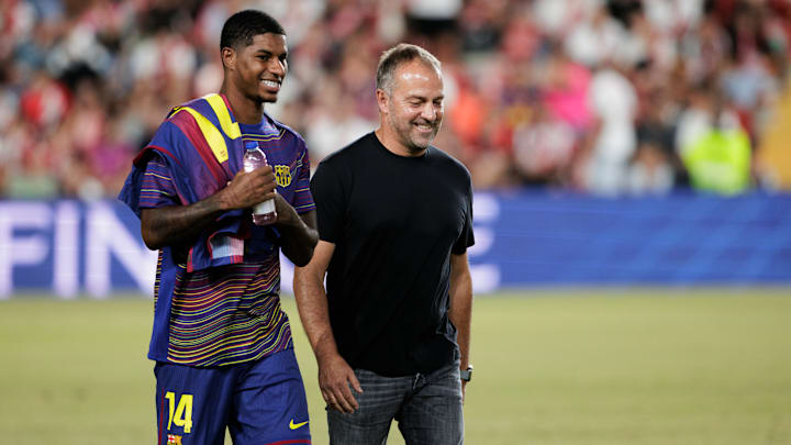 Marcus Rashford, Hansi Flick, FC Barcelona - LaLiga EA Sports Marcus Rashford, Hansi Flick, FC Barcelona - LaLiga EA Sports