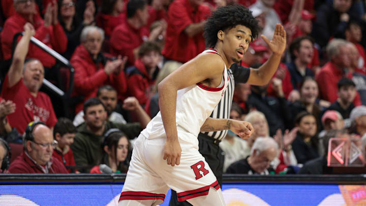 Rutgers Scarlet Knights guard Dylan Harper (2) runs up court Rutgers Scarlet Knights guard Dylan Harper (2) runs up court