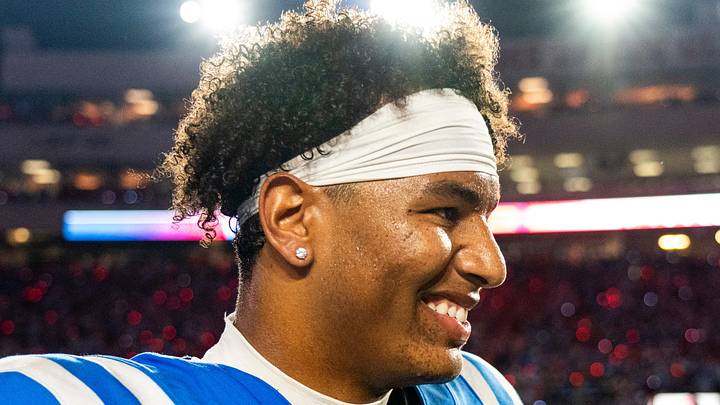 Ole Miss quarterback Trinidad Chambliss (6) smiles after a college football game between Ole Miss and LSU at Vaught Hemingway Stadium in Oxford, Miss., on Saturday, Sept. 19, 2026. Ole Miss defeated LSU 32-24.