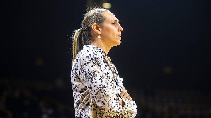 Princeton head coach Carla Berube looks on during an NCAA non-conference women's basketball game, Wednesday, Nov. 20, 2019, at Carver-Hawkeye Arena in Iowa City, Iowa.LEDE Princeton head coach Carla Berube looks on during an NCAA non-conference women's basketball game, Wednesday, Nov. 20, 2019, at Carver-Hawkeye Arena in Iowa City, Iowa.LEDE