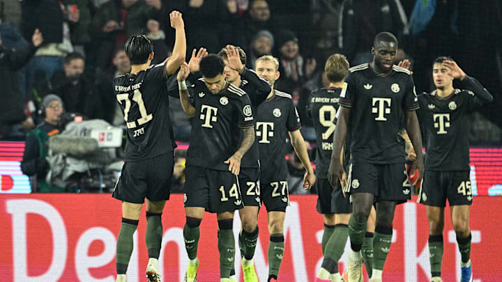 Bayern Munich players celebrating against FC Koln on Wednesday.