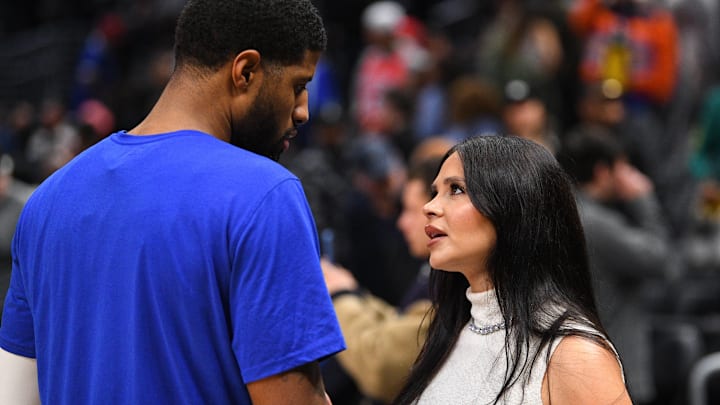 Paul George with wife Daniela Rajic. Paul George with wife Daniela Rajic.