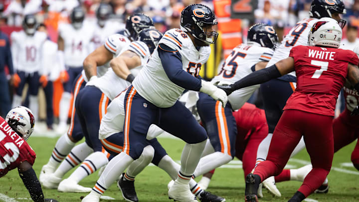 Darnell Wright and the Bears offensive line might need a little while to pull together as a group says their coach. Darnell Wright and the Bears offensive line might need a little while to pull together as a group says their coach.