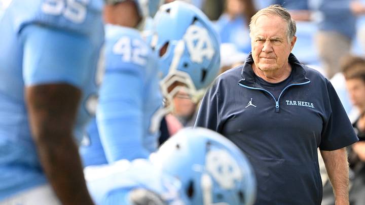 Oct 25, 2025; Chapel Hill, North Carolina, USA; North Carolina Tar Heels head coach Bill Belichick with the team before the game at Kenan Stadium. Mandatory Credit: Bob Donnan-Imagn Images Oct 25, 2025; Chapel Hill, North Carolina, USA; North Carolina Tar Heels head coach Bill Belichick with the team before the game at Kenan Stadium. Mandatory Credit: Bob Donnan-Imagn Images