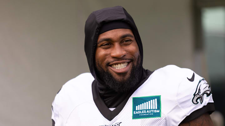 Aug 3, 2023; Philadelphia, PA, USA; Philadelphia Eagles linebacker Haason Reddick during practice at Novacare Complex. 