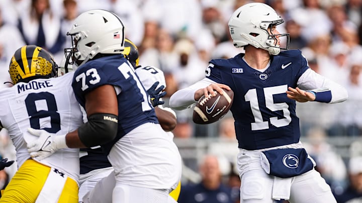 Penn State football quarterback Drew Allar in game against Michigan