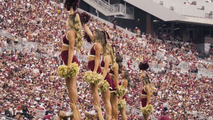 FSU's Cheerleading team at the Kent State football game on Sept. 20.
