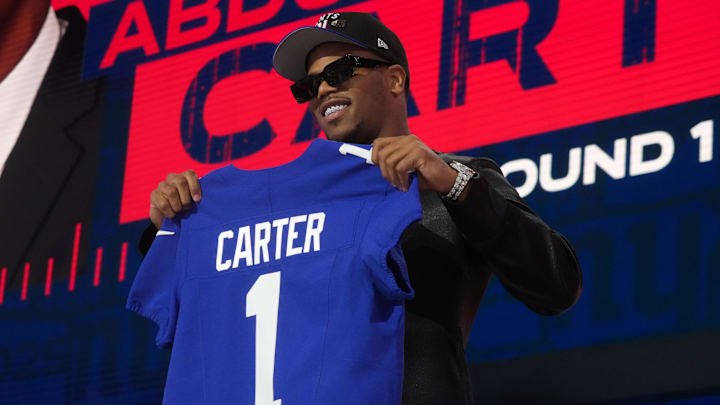 Penn State Nittany Lions defensive end Abdul Carter is selected by the New York Giants as the No. 3 pick in the first round of the 2025 NFL Draft at Lambeau Field. 
