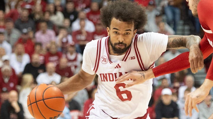 Indiana guard Tayton Conerway drives to the rim Jan. 10, 2026, vs. Nebraska at Simon Skjodt Assembly Hall in Bloomington. Indiana guard Tayton Conerway drives to the rim Jan. 10, 2026, vs. Nebraska at Simon Skjodt Assembly Hall in Bloomington.