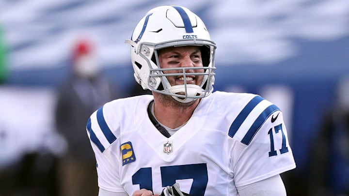 Colts quarterback Philip Rivers is angry with himself after missing a receiver.
Jg 010921 Bills 26 Colts quarterback Philip Rivers is angry with himself after missing a receiver.
Jg 010921 Bills 26