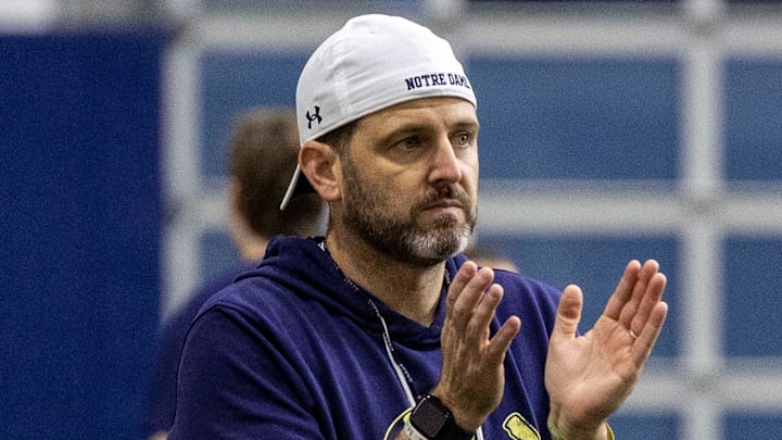 Notre Dame special teams coordinator Marty Biagi during Notre Dame Spring Practice on Wednesday, March 22, 2023, at Irish Athletics Center in South Bend, Indiana.
Ncaa Foorball 2023 Notre Dame Spring Practice Notre Dame special teams coordinator Marty Biagi during Notre Dame Spring Practice on Wednesday, March 22, 2023, at Irish Athletics Center in South Bend, Indiana.
Ncaa Foorball 2023 Notre Dame Spring Practice