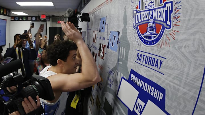 Mar 14, 2024; Washington, D.C., USA; North Carolina  Tar Heels guard Creighton Lebo (14).