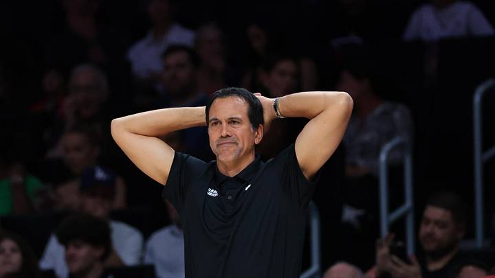 Miami Heat head coach Erik Spoelstra reacts . (Mandatory Credit: Sam Navarro-Imagn Images) Miami Heat head coach Erik Spoelstra reacts . (Mandatory Credit: Sam Navarro-Imagn Images)